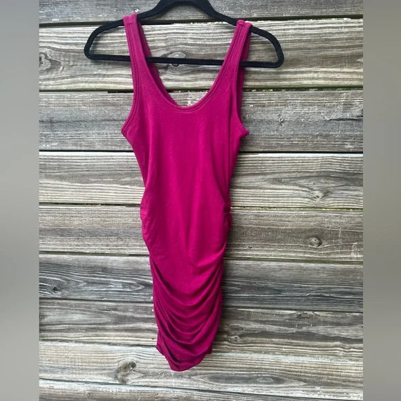 Express Vibrant Fuchsia XS Ruched Bodycon Tank Dress - Picture 3 of 8